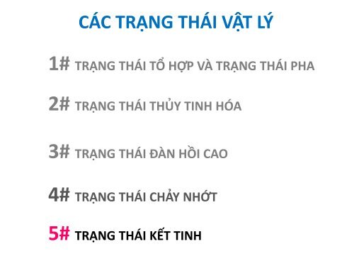 CÁC TRẠNG THÁI VẬT LÝ CỦA POLYMER