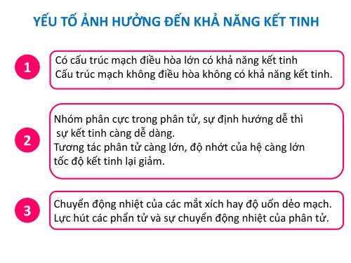 CÁC TRẠNG THÁI VẬT LÝ CỦA POLYMER