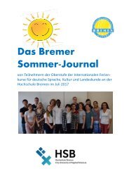 HSB-Interantional Summer School / Bremen / Sommerjournal 2017