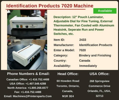 Buy Used Identification Products 7020 Machine