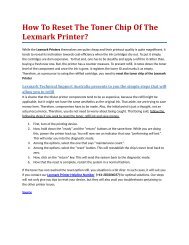 How To Reset The Toner Chip Of The Lexmark Printer?