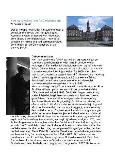 Kommunalvalg set fra Christiansborg