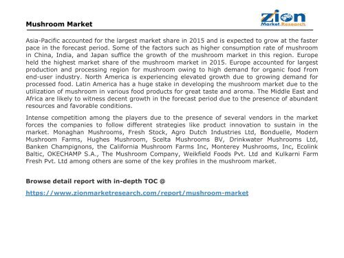 Mushroom Market Projected to Grow at 9.2% through 2021