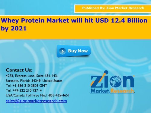 Global Whey Protein Market Would Reach USD 12.4 Billion By 2021