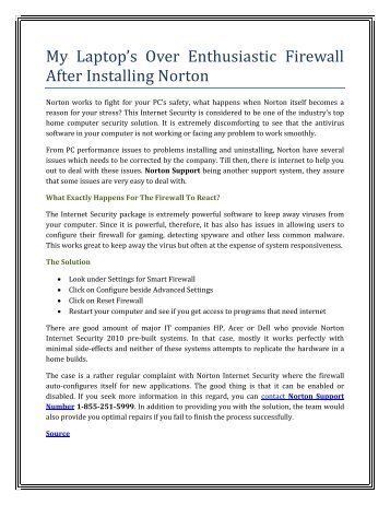 My Laptop’s Over Enthusiastic Firewall After Installing Norton