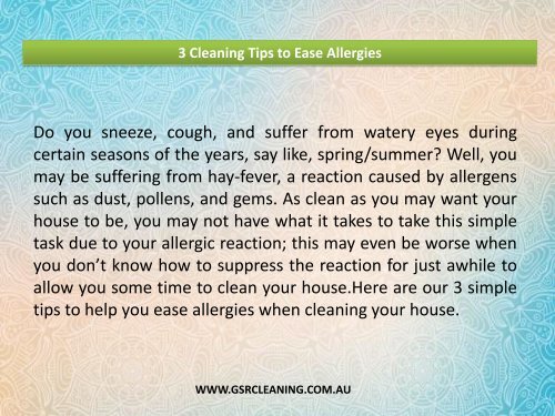 3 Cleaning Tips to Ease Allergies