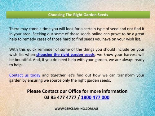 Choosing The Right Garden Seeds