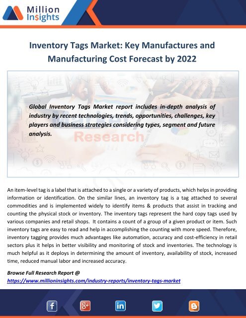 Inventory Tags Market Report 2017-2022