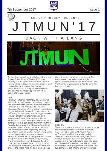 JTMUN Newsletter Day 1