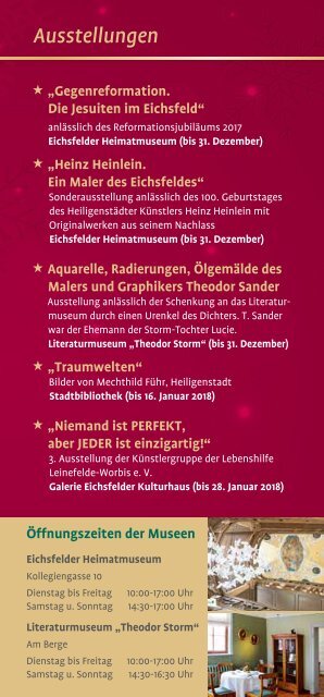 Weihnachtsmarkt Heilbad Heiligenstadt Programm 2017