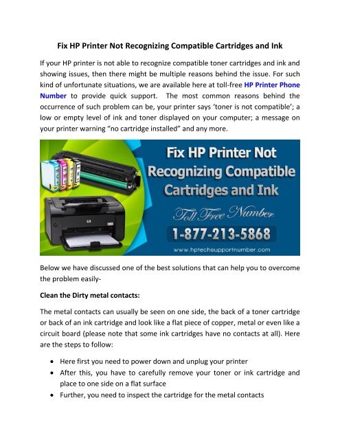 HP Printer Not Recognizing Compatible Cartridges and Ink
