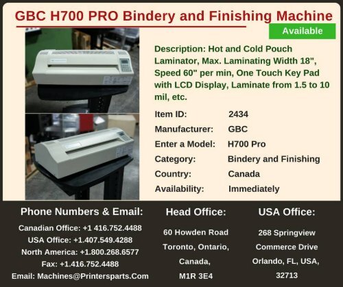 Buy Used GBC H700 Pro Bindery and Finishing Machine