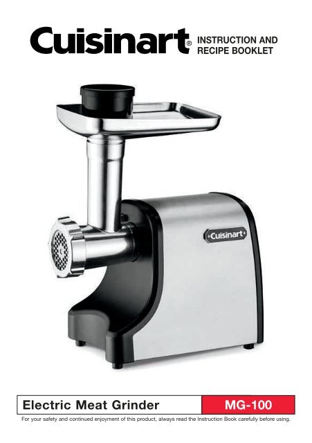 Cuisinart Electric Meat Grinder -MG-100 - MANUAL