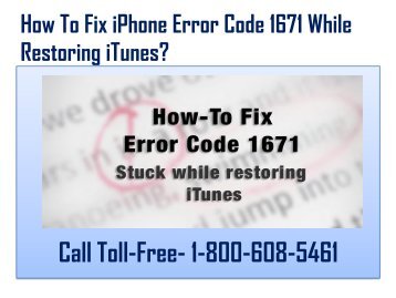 Call 18006085461 To Fix iPhone Error Code 1671 