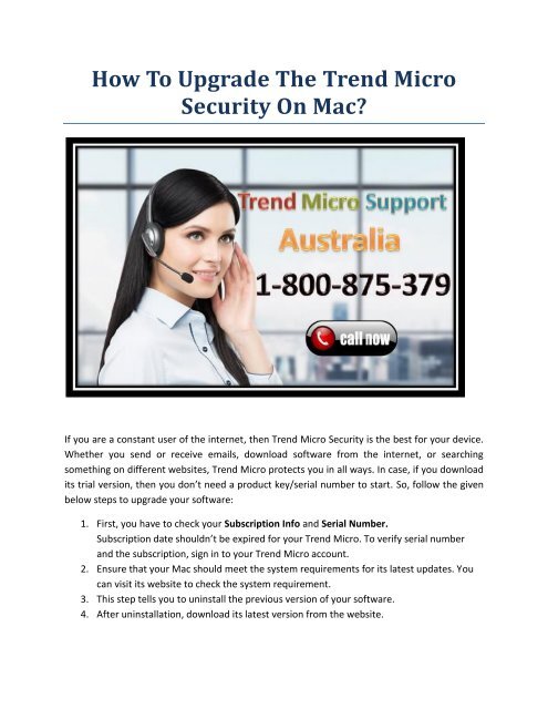 How to upgrade the Trend Micro security on Mac? 