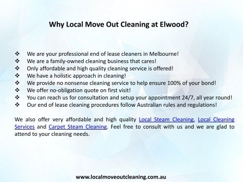 Why Local Move Out Cleaning At Elwood?