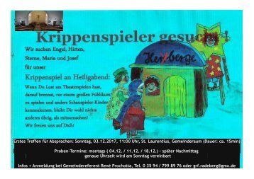 Krippenspieler gesucht Heiligabend 2017