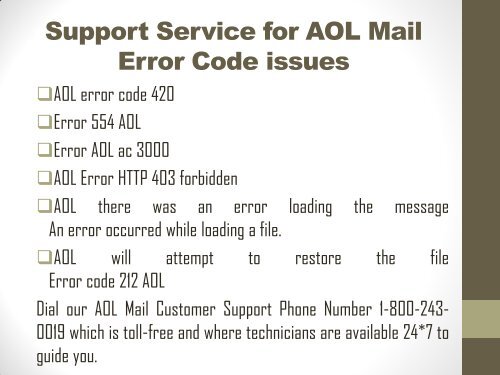 18002430019 |How To Fix AOL Mail Error Code Messages?