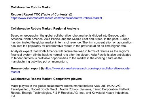 Global Collaborative Robots Market, 2016–2024