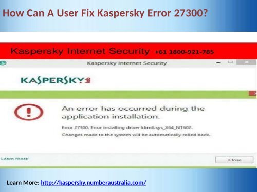 How_Can_A_User_Fix_Kaspersky_Error_27300