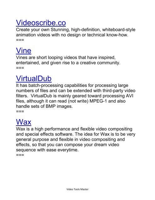 Video Tools Guide - What Are Video Tools