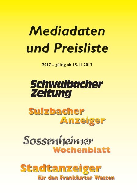 Mediadaten Verlag Schwalbacher Zeitung