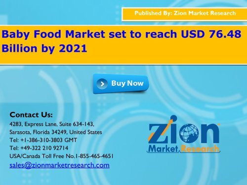 Global Baby Food Market Would Reach USD 76.48  Billion By 2021