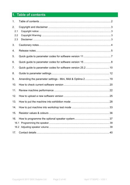 V25.1 Software Guide Panamatic Mini, Midi, Optima 2 v1.5