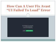 How Can A User Fix Avast “UI Failed To Load” Error