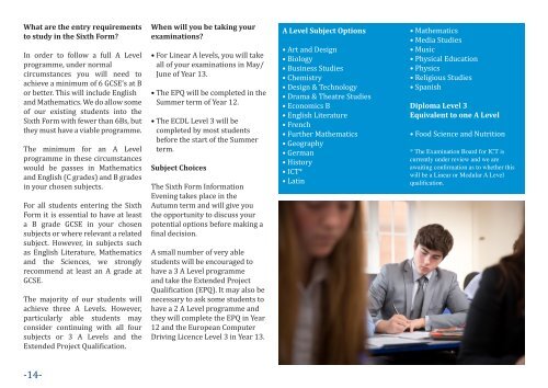 Ratcliffe College - Sixth Form Handbook