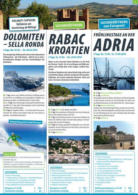 profi tours Reiseprogramm 2018