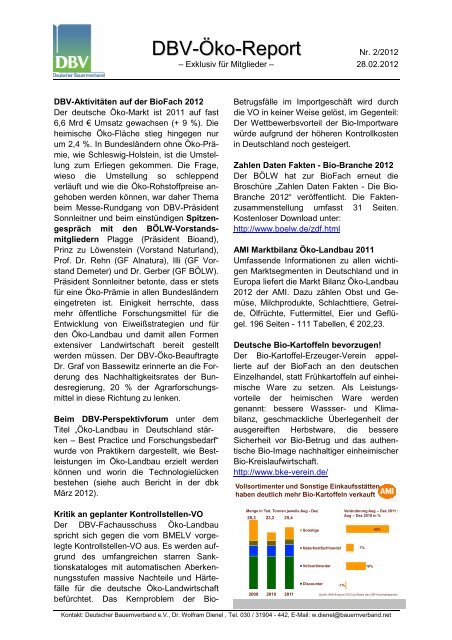 DBV Öko-Report Nr. 02 vom 29.02.2012 - Bauernverband ...