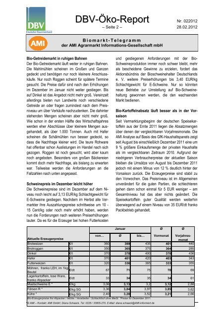 DBV Öko-Report Nr. 02 vom 29.02.2012 - Bauernverband ...