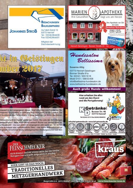 Hennefer Stadtmagazin, Ausgabe 11 / November 2017 