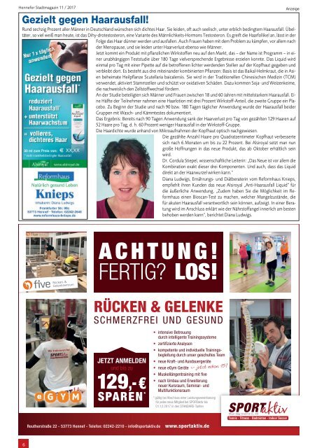 Hennefer Stadtmagazin, Ausgabe 11 / November 2017 