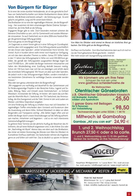 Stadtmagazin für Siegburg, Lohmar und Neunkirchen-Seelscheid, Ausgabe 11 / Dezember 2017