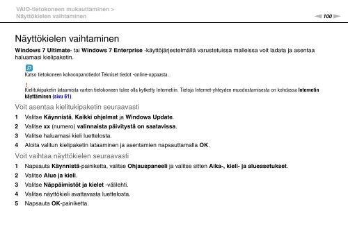 Sony VPCF13B4E - VPCF13B4E Mode d'emploi Finlandais