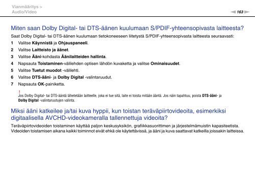 Sony VPCF13B4E - VPCF13B4E Mode d'emploi Finlandais