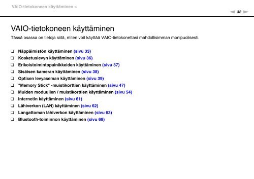 Sony VPCF13B4E - VPCF13B4E Mode d'emploi Finlandais