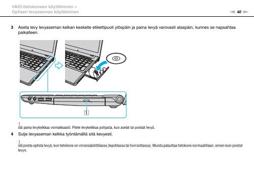 Sony VPCF13B4E - VPCF13B4E Mode d'emploi Finlandais