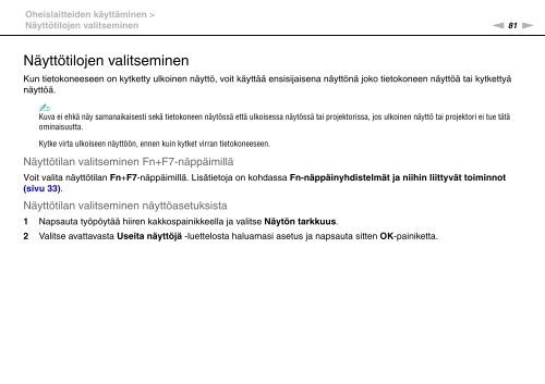 Sony VPCF13B4E - VPCF13B4E Mode d'emploi Finlandais