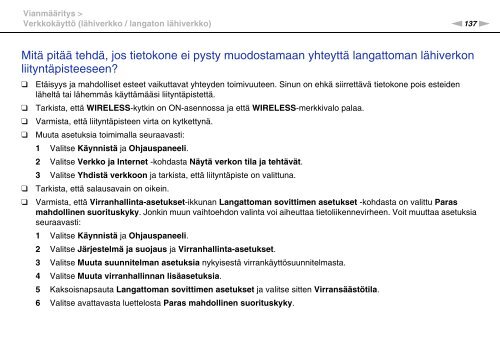 Sony VPCF24M1R - VPCF24M1R Mode d'emploi Finlandais