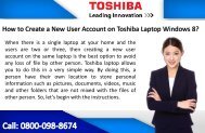 How to Create a New User Account on Toshiba Laptop Windows 8?