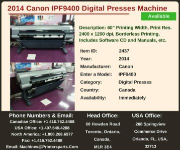 Buy Used 2014 Canon IPF9400 Digital Presses Machine