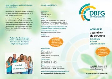 DBFG Kongress 2018 "Gesundheit als Berufung"