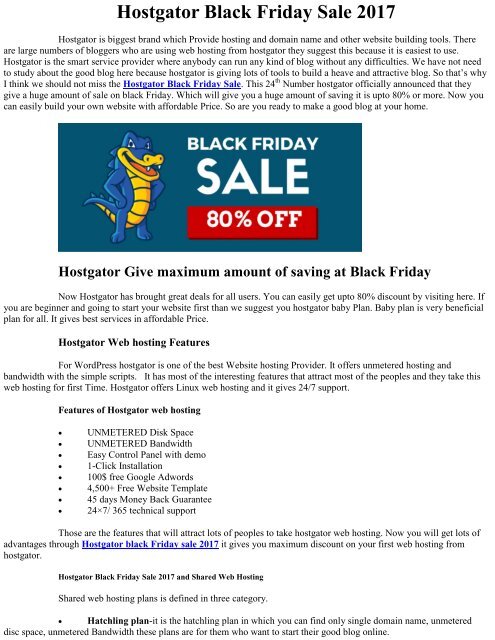 Hostgator Black Friday Sale 2017 Images, Photos, Reviews