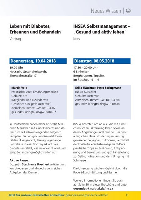 Gesundes Kinzigtal: Unser Angebot 2018 / 1