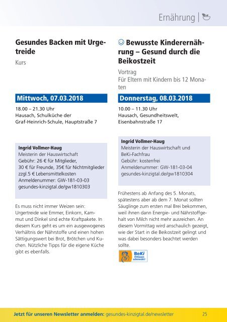 Gesundes Kinzigtal: Unser Angebot 2018 / 1