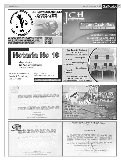 edición de diario los tuxtlas del día 23 de noviembre de 2017