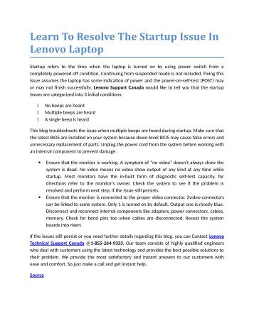 Learn To Resolve The Startup Issue In Lenovo Laptop